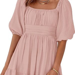Women Summer dress open back and puff sleeve